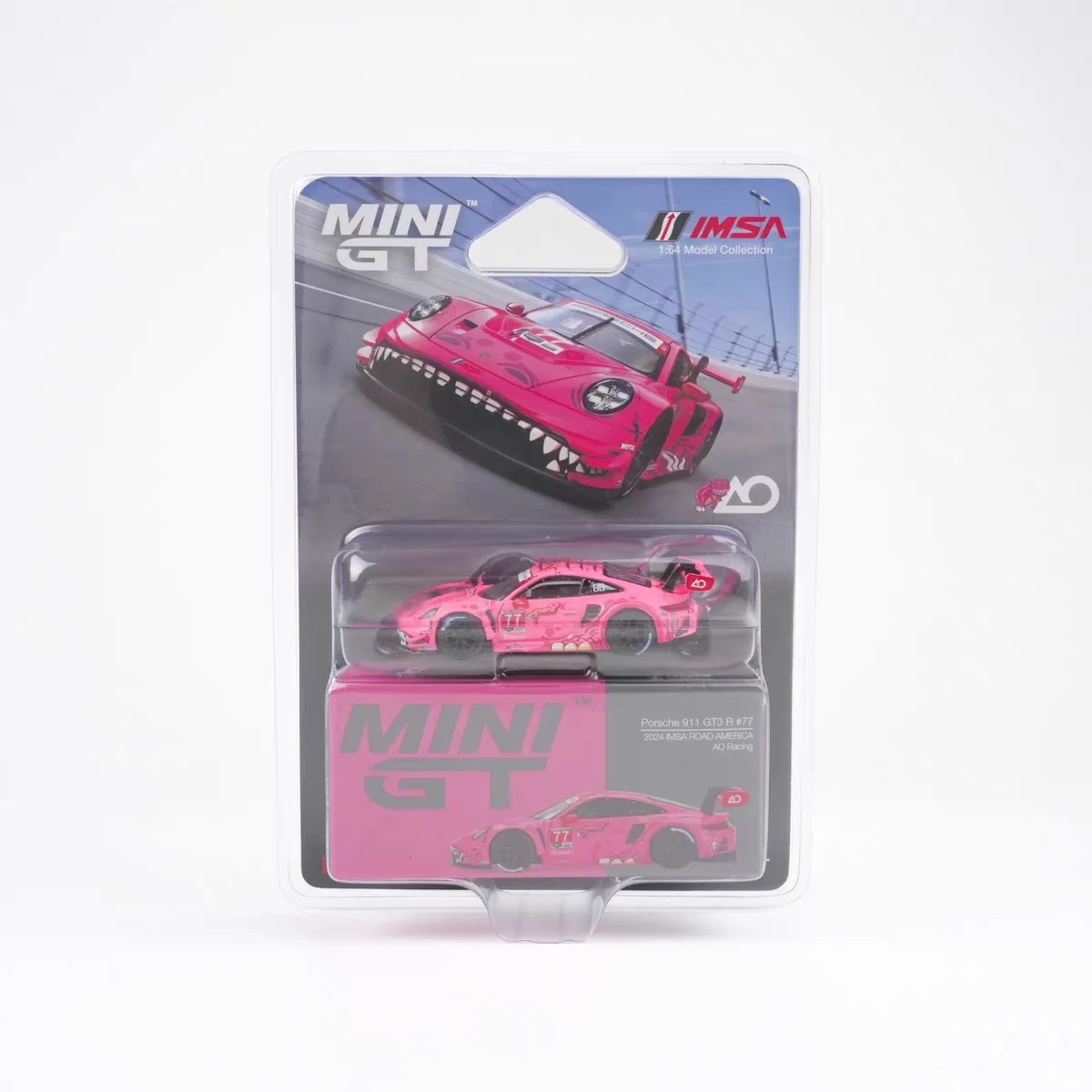 MINIGT 1:64 911 GT3 R 77 Modellino Auto in Lega Rosa Tyrannosaurus Rex 1052