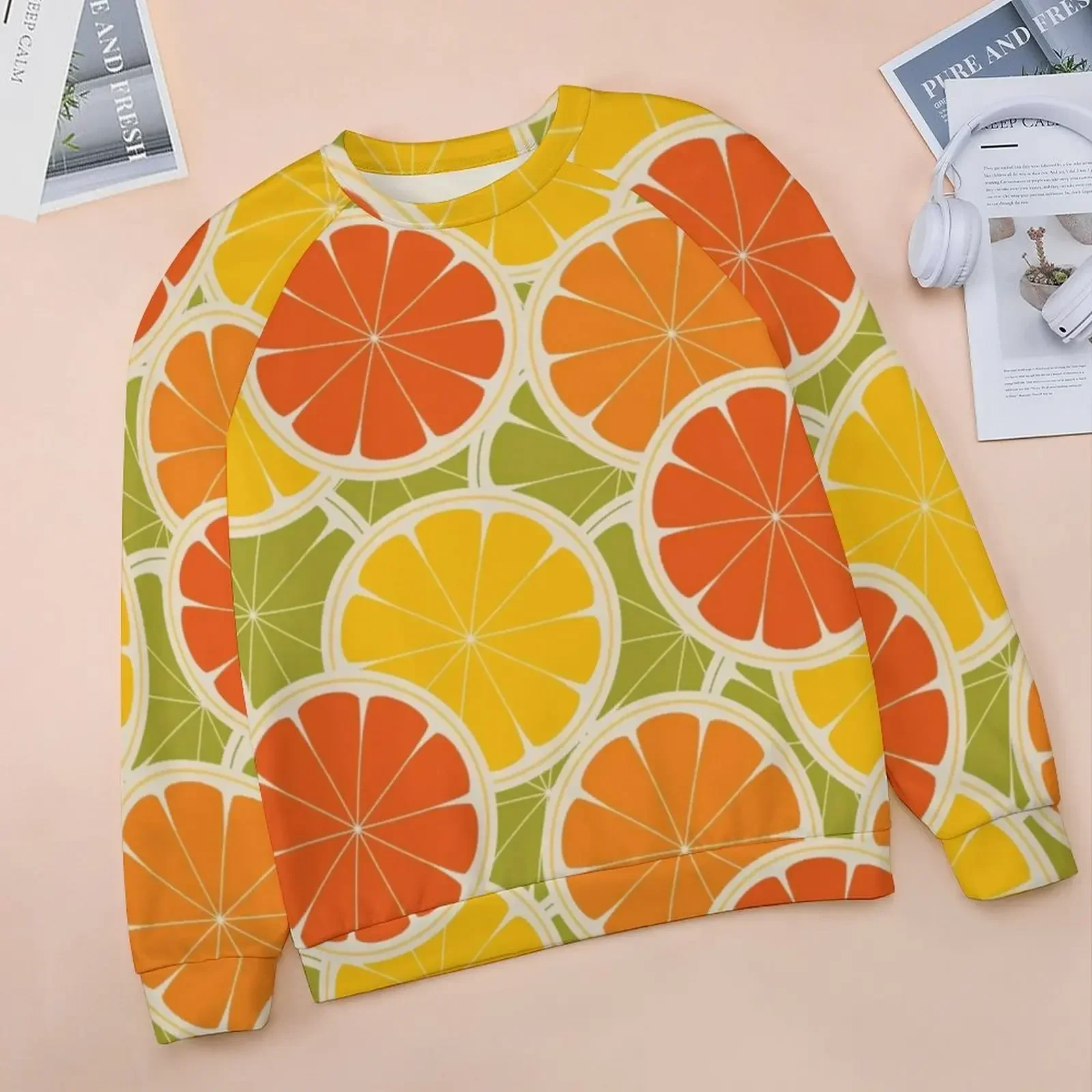 Fruit Print Casual Hoodies Women Orange Lemon Y2k Design Hoodie Autumn Long-Sleeve Harajuku Oversize Sweatshirts Birthday Gift