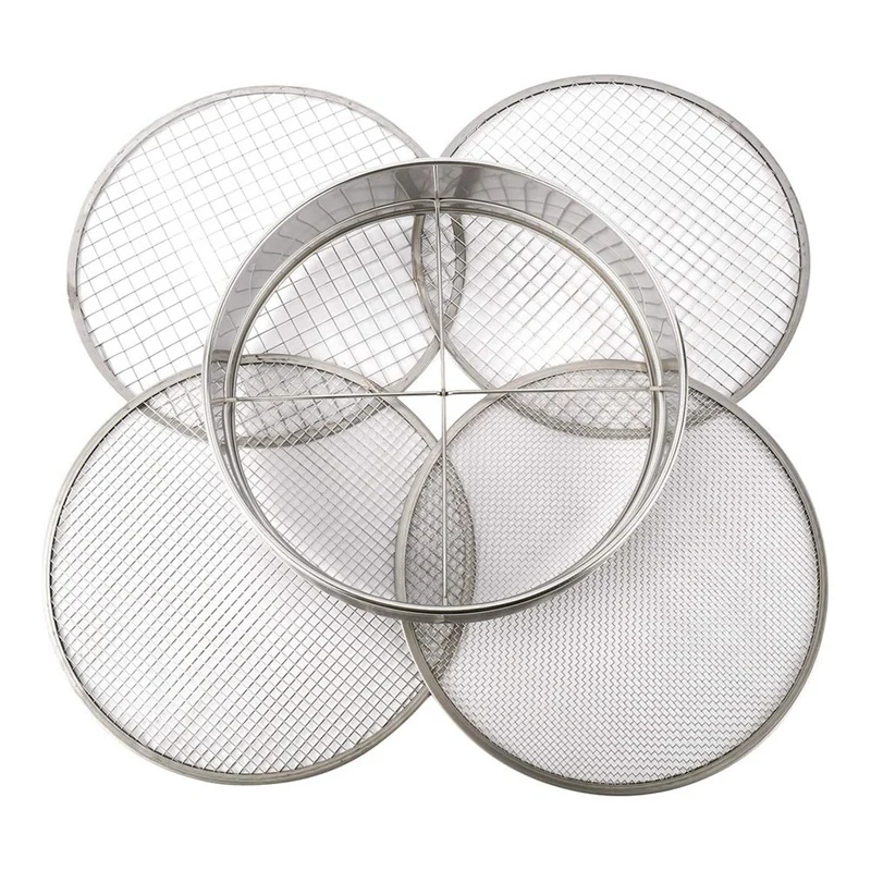 Garten-Topfgeflecht-Sieb-Siebpfanne – Edelstahl-Mischbodenfilter, 4 Siebgeflechtfilter (1/8 Zoll, 1/4 Zoll, 3/8 Zoll und 1/2 Zoll)