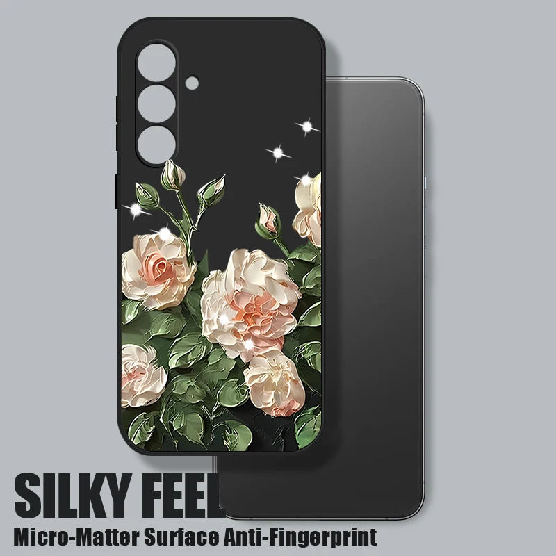 Oil Painting Flower Phone Case For Samsung Galaxy A56 A17 A16 A36 A55 A54 A15 5G S25 S24 S22 S23 Ultra S23 Plus S24 FE TPU Cover