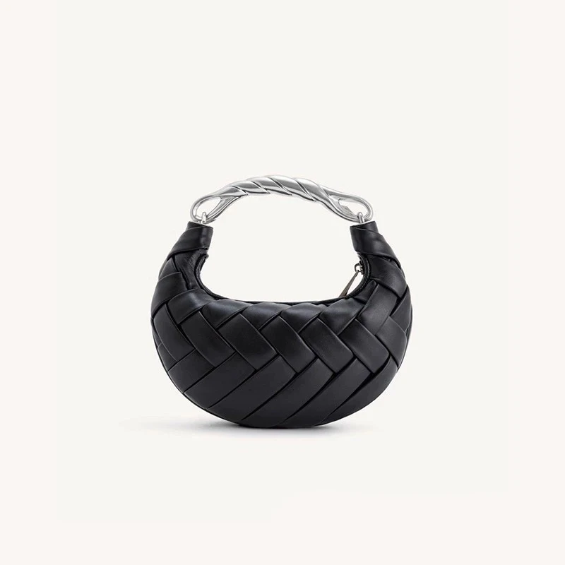 JW PEI Fashion Party Vintage Simplicity Weave Handbag Women's Solid Color Zipper Versatile Single-shoulder Crossbody Bag