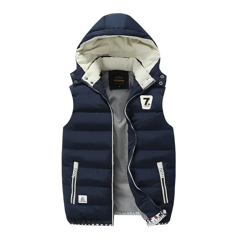 

Men's Winter Vest with Detachable Hood, Windproof Down Waistcoat - Warm Sleeveless Jacket Coat