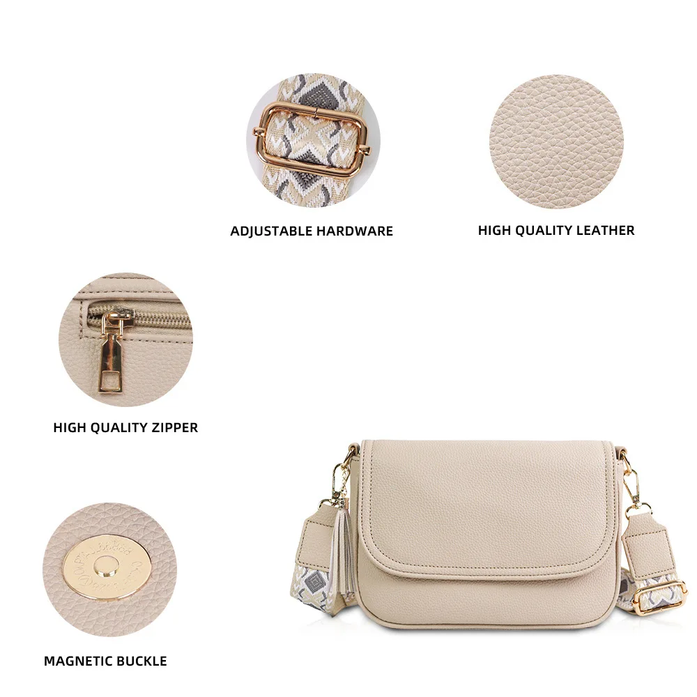 حقائب كروس صغيرة للنساء محافظ سرج عصرية مع حقيبة كتف من الجلد النباتي بشرابة