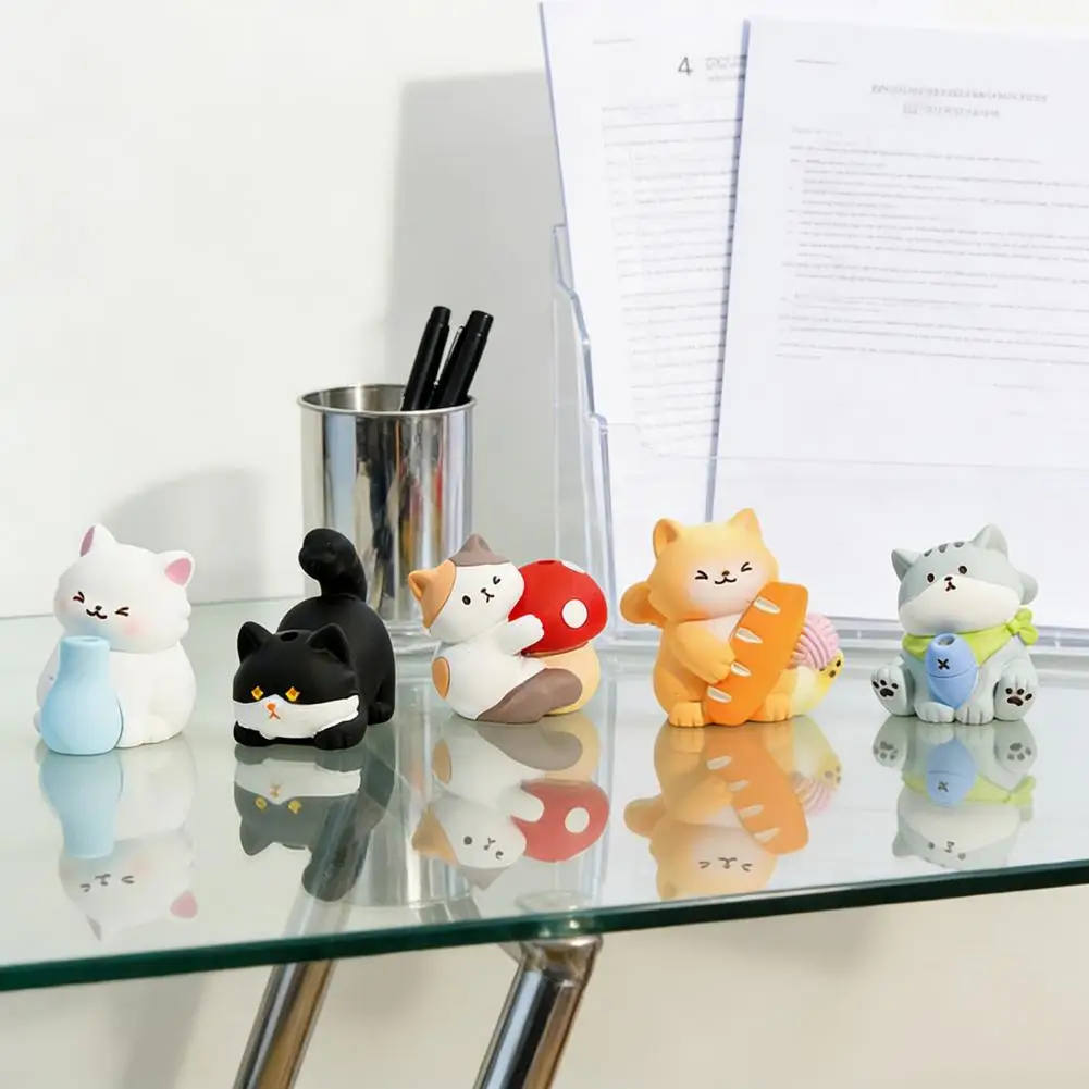 Mini Cat Statue Cute Cat Whisker Collector Sculpture 3d Cartoon Cat Beard Holder Vase Mini Pet Vibrissae Keepsake Pocket Statue