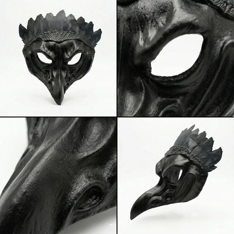 Halloween Crow Mask Bird Mask Carnival Party Pu Crow Feather Animal Mask Cosplay