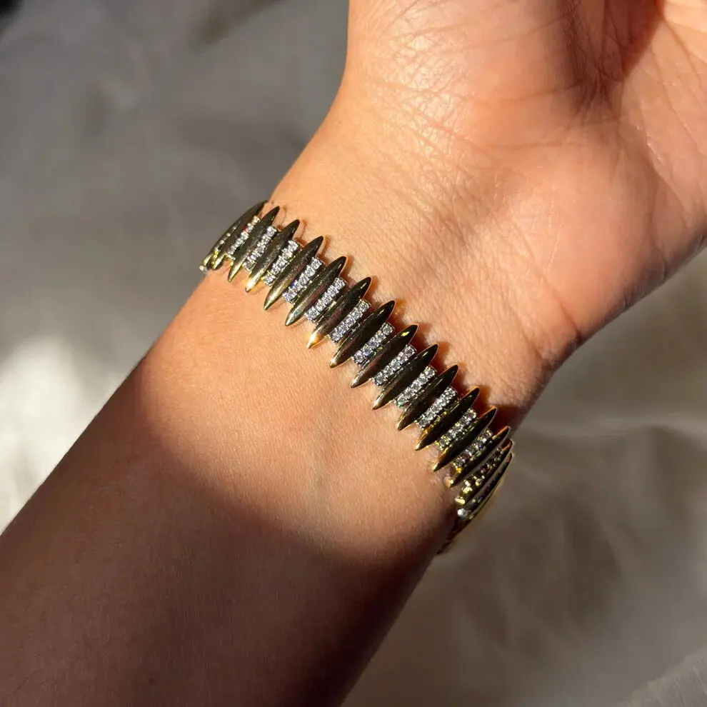 

18K Gold Color Tank/Staircase/Markov Chain Tennis Bracelets for Women Cubic Zirconia Size 16cm/17cm Fashion Jewelry for Party