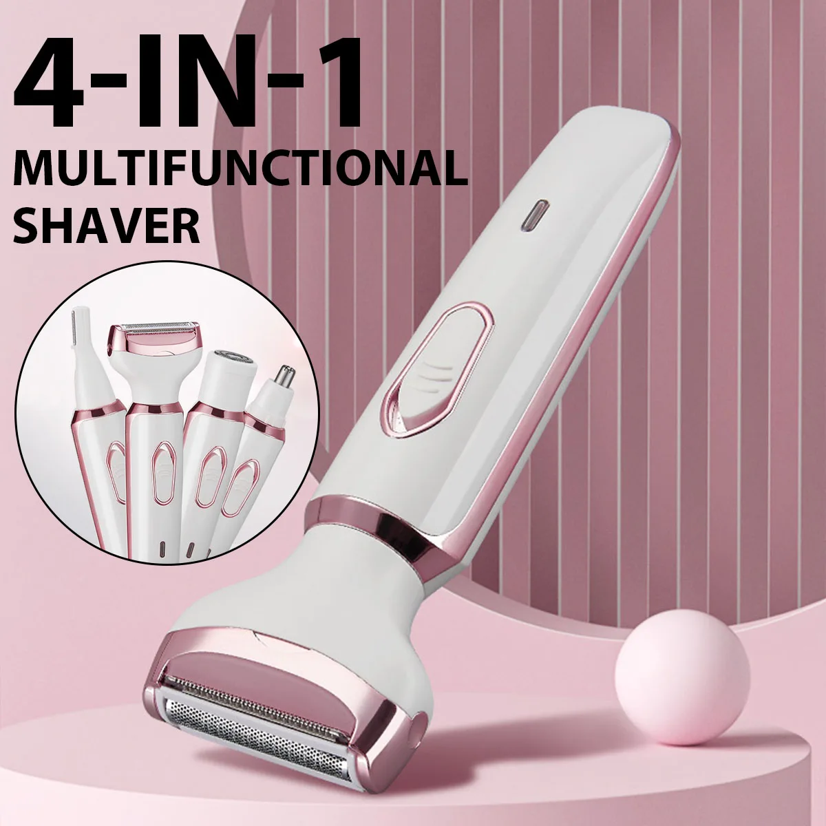 

4in1 Electric Epilator Lady Shaver Body Arm Leg Hair Removal Device Painless Cordless Eyebrow Trimmer Women Razor USB Charging