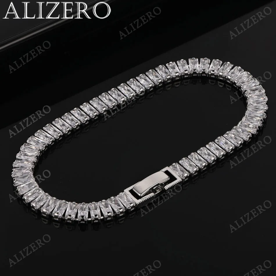 ALIZERO 925 Sterling Silver 18K Gold AAA Zircon Crystal Bracelets For Women Wedding Birthday Party Gift Charm Fashion Jewelry