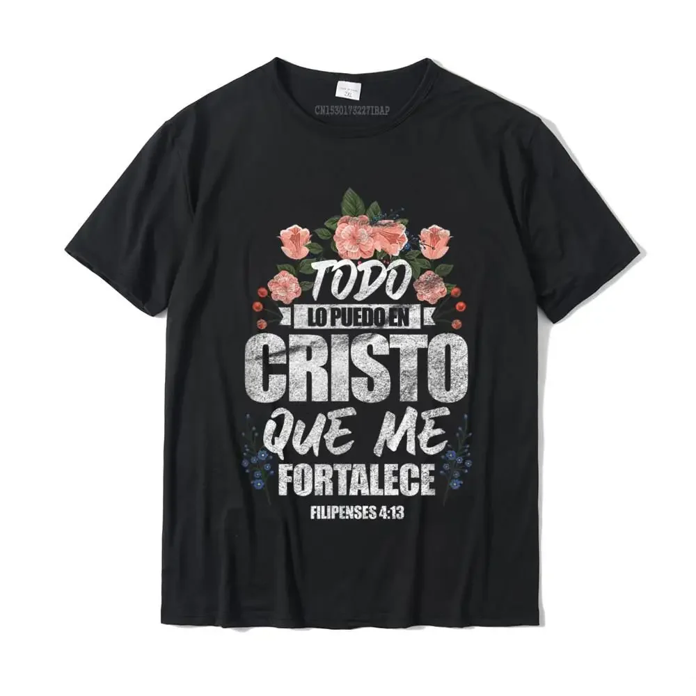 Camiseta cristiana española Todo Lo Puedo En Cristo Que Me Fortalece, nuevo diseño, Top clásico simple de manga corta para mujer