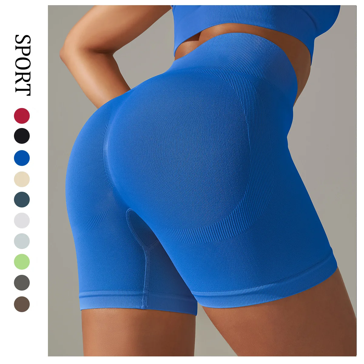

Peach Hip Lifting Sports Shorts Women High Waist and Waist Tightening Slimming Running Hip Speed Drying Three Point Tight Pants