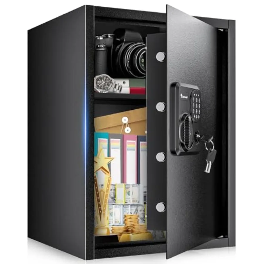 

Большой сейф объемом 2,5 куб. фута для домашней безопасности с электронной кодовой панелью и съемной полкой, сейф для документов, денег и ценностей для дома