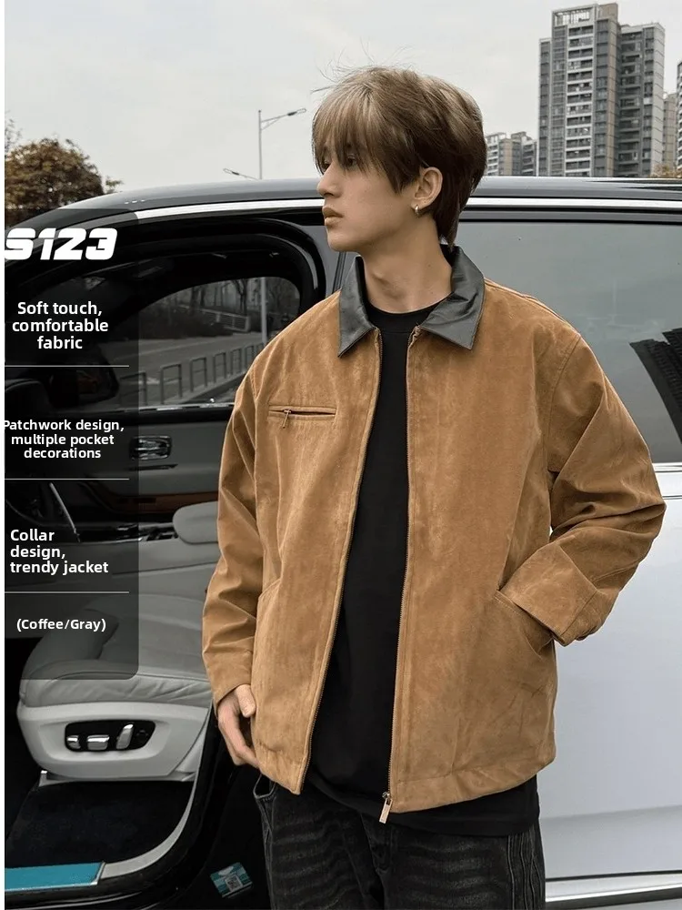 

Винтажная мужская повседневная рабочая одежда Jaet в стиле ретро Detroit Sle из смесовой хлопка, осенняя верхняя одежда, застежка-молния против морщин