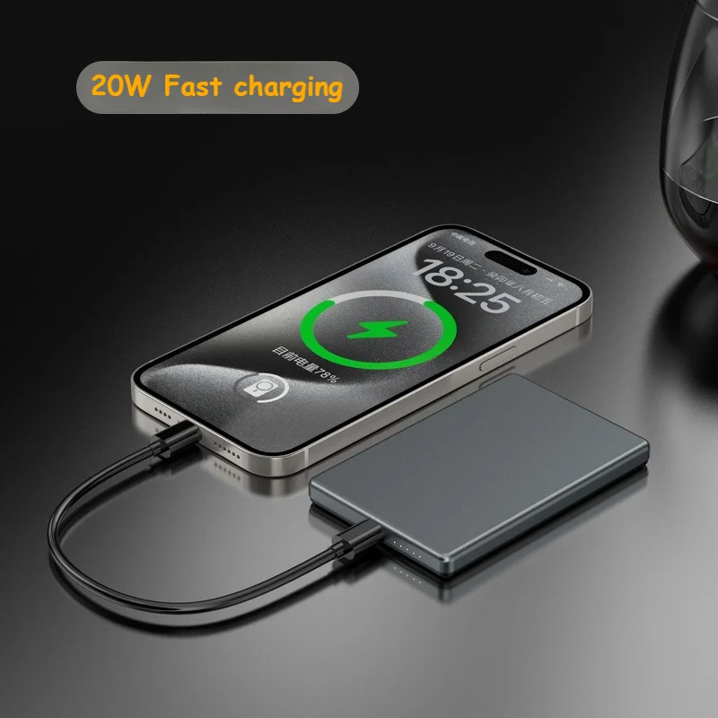 10000mAh Magnetic Wireless Ultra-thin Power Bank for Smartphones, Two-way Fast Charging Mobile Power Source for Mobile Phones.