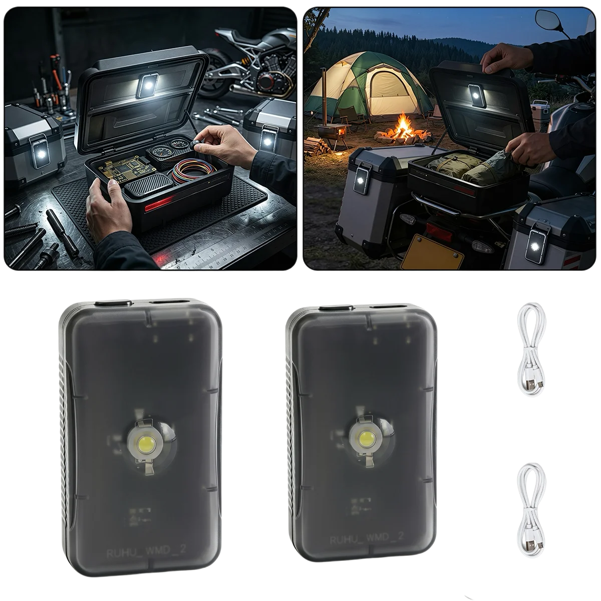 Motorcycle Locomotive Box Sensor Light Anti-Collision Automatic Sensor for Motorcycle Trunk Tool Box Camping Storage CaseFishing