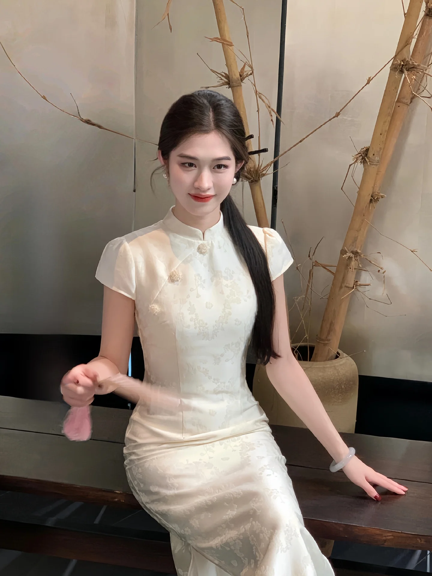 

Lingan Zhihe сливовый цветок вышивка новый китайский Sle атласная талия завязанная женская одежда в стиле ретро миди Qipao с низким разрезом