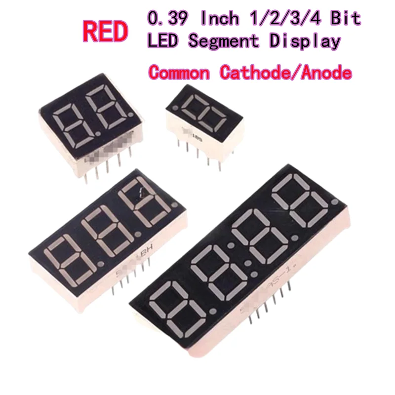 

5pcs 0.39Inch LED Display 7 segment display Digital tube Common Anode Cathode RED 1 2 3 4 Bit digital Tube high-brightness