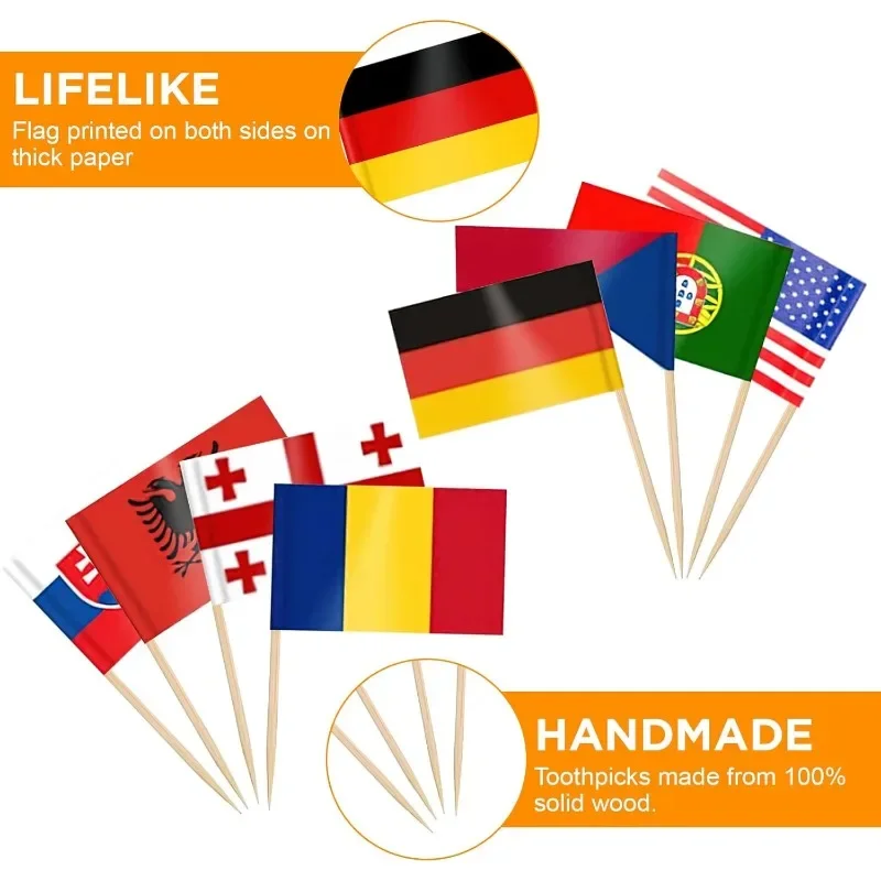 Toothpicks 100 toothpicks with logo have about 95 different national flags, and there may be repeated national flag designs.