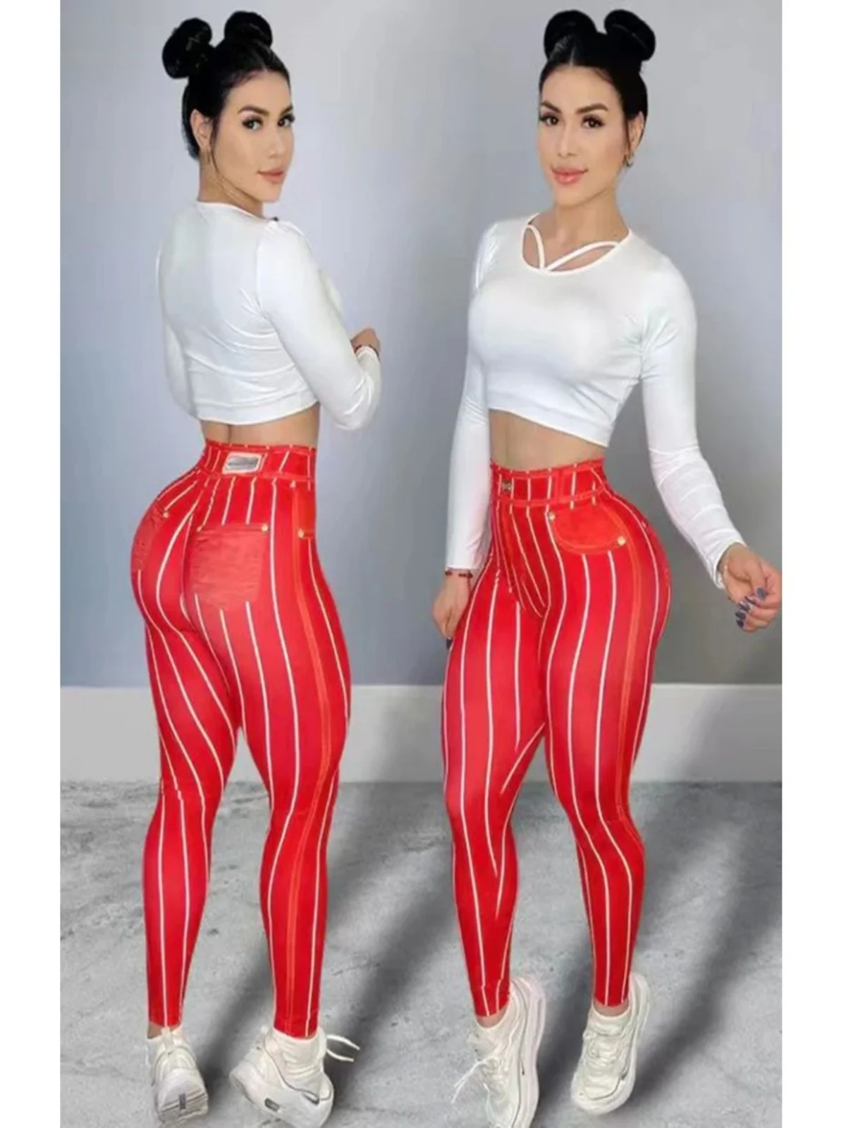 กางเกงยีนส์เอวสูงผ้ายืดสำหรับผู้หญิง ทรงเข้ารูป สไตล์ลำลอง กางเกงขายาวอเนกประสงค์ สวมใส่สบาย ยืดหยุ่น