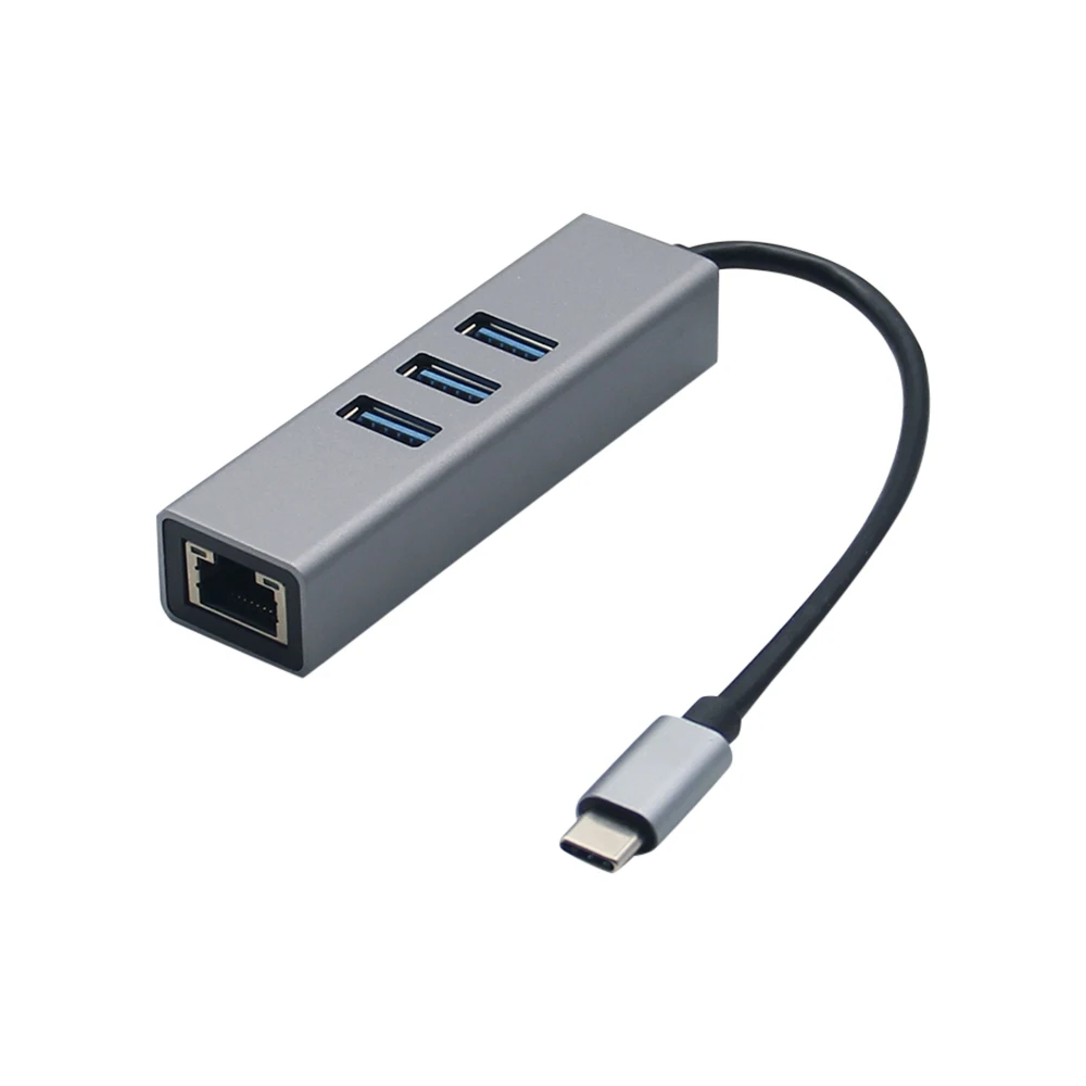 USB C Ethernet for Mac iOS Android PC RTL8153 USB 3.0 HUB with 3 Port USB HUB 3.0 RJ45 Lan Network Card USB to Ethernet Adapter