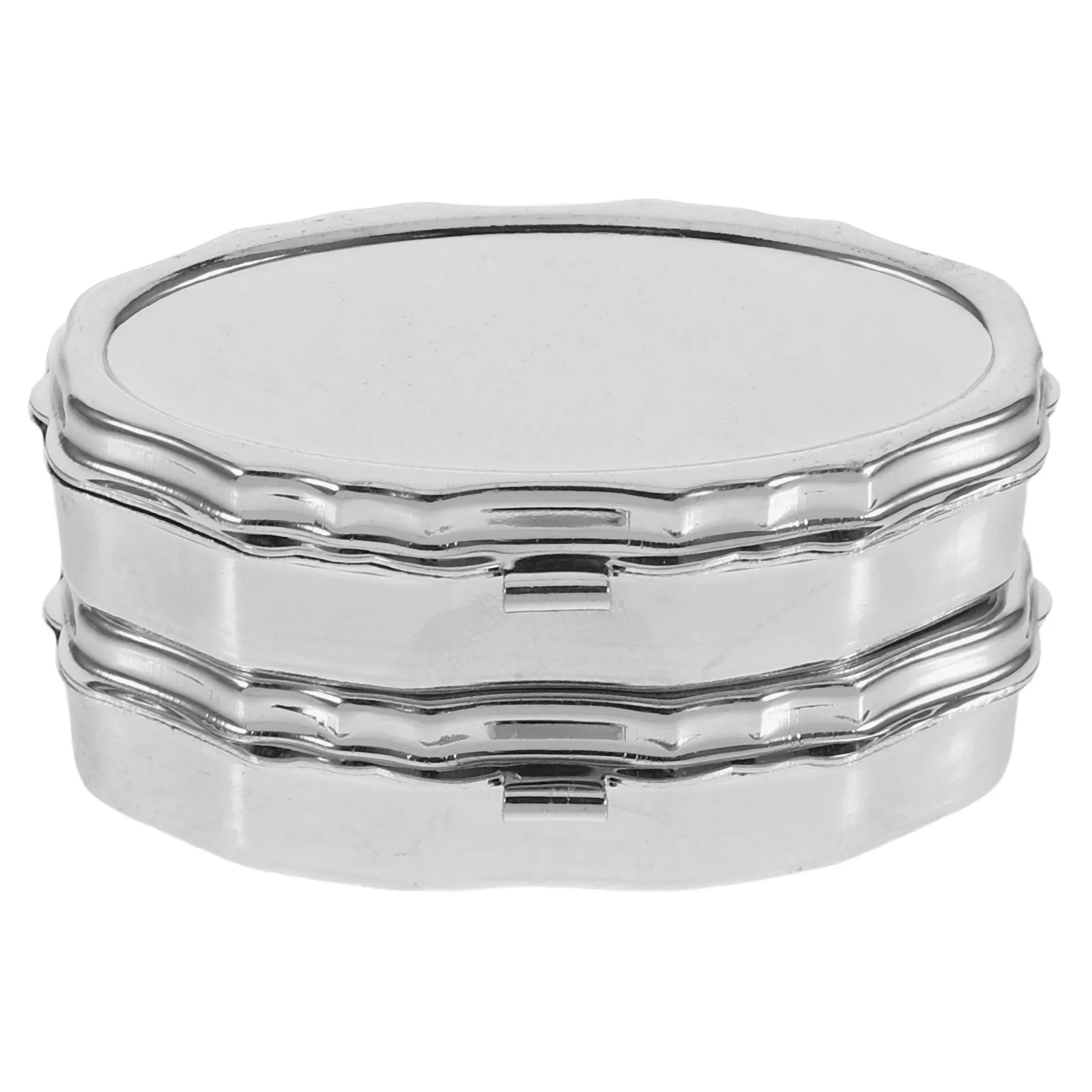 2Pcs Metal Pill Box Compact Dual Section Medication Organizer Travel Size Case for Home Office and on The Go Use Small Container