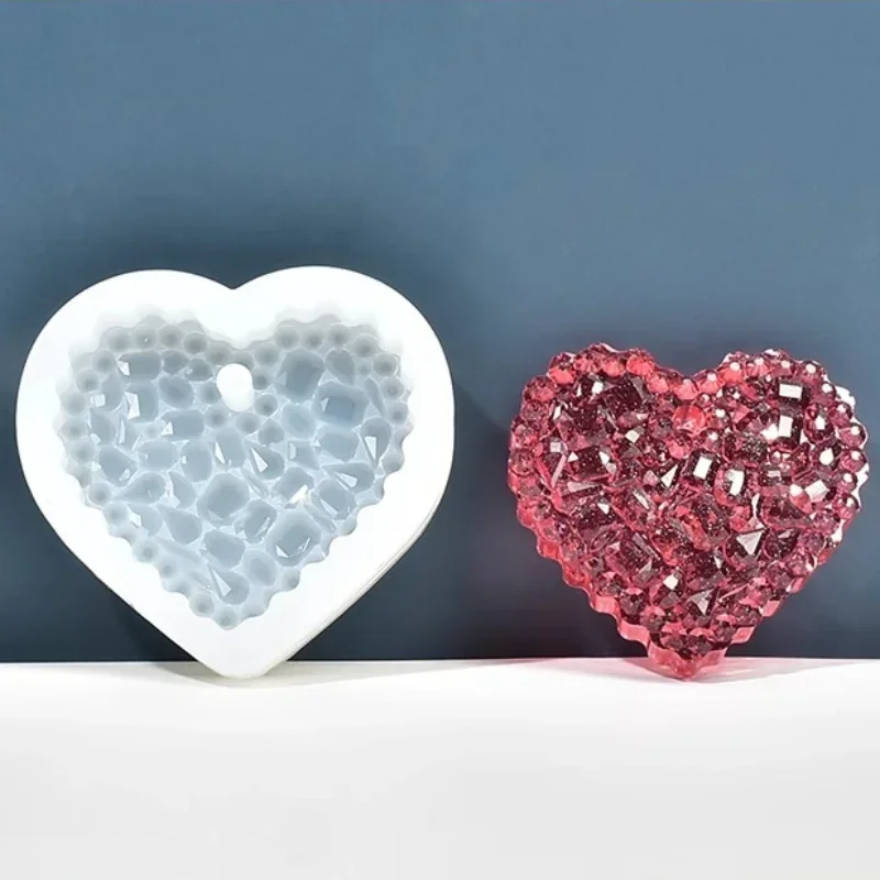 Heart-Shaped Crystal Epoxy Resin Mold - Silicone Pendant Casting for DIY Jewelry and Decorative Hanging Signs - view 2