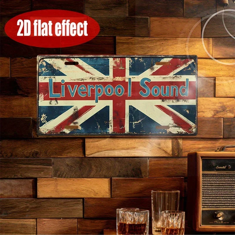 2D-Flachdruck, 1 Stück, Vintage-Metallschild, Outdoor-Schild und Wanddekoration – britische Retro-Musikschild für Wohnzimmer, Schallplattenregal