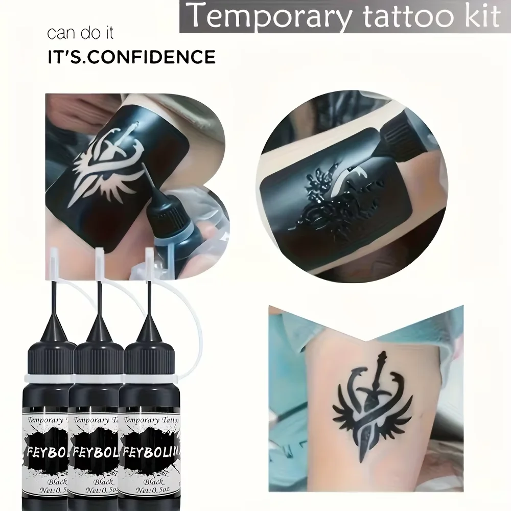 Temporary Black Henna Tattoo Gel,1pc,3pcs,5pcs DIY Fake Tattoo for Creative Body Art Parties,Carnival,Festivals Juice Pa