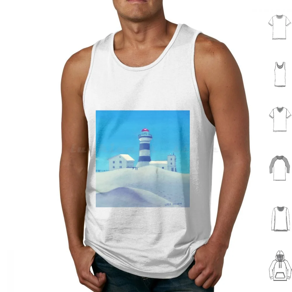 Lighthouse Tank Tops Print Cotton Lighthouse Port _ Elizabeth South _ Africa Light Sea Ocean Sand Beach Blue Sky