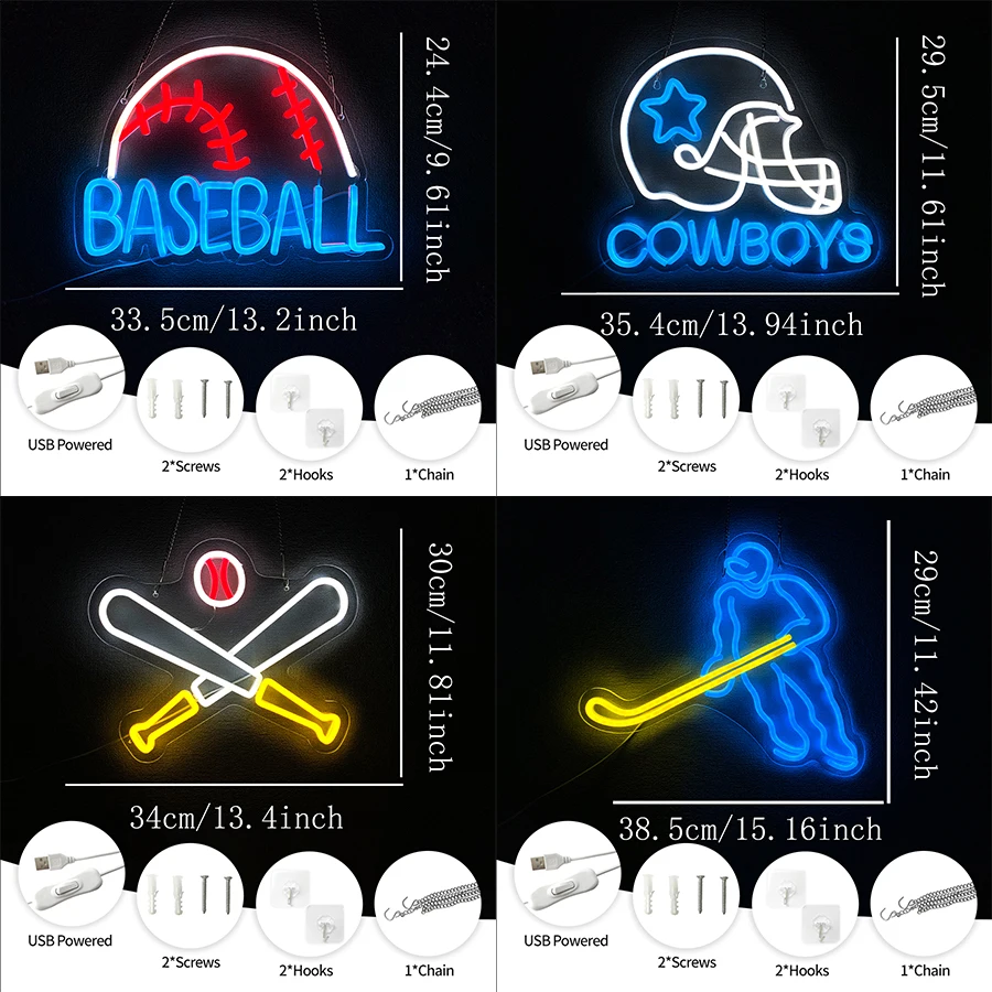 Sports Led Neon Sign, Equipmen - Sports Equipment Icon recension och pris