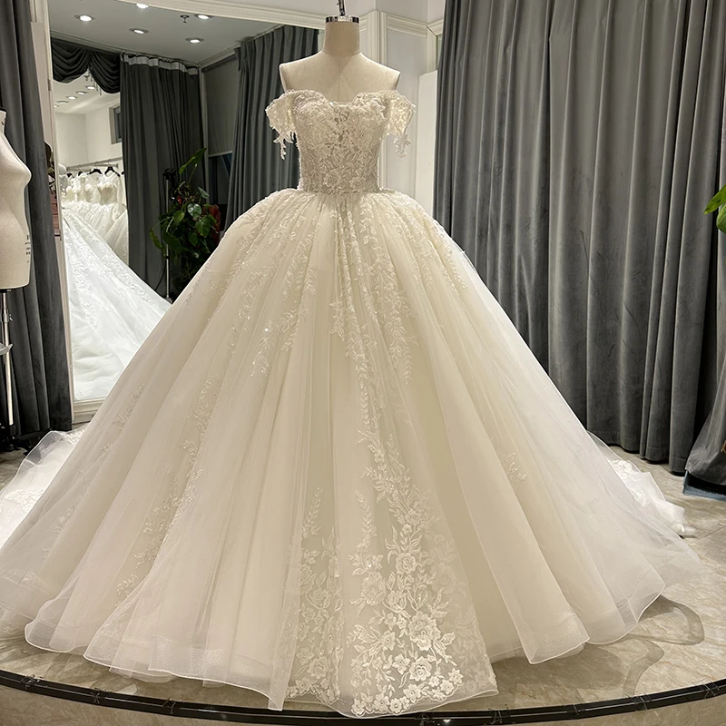 SL-9199 Customized Princess Wedding Dress 2023 Plus Size for Women Robe De Mariee Glitter Lace Crystal Ball Gown Vestido