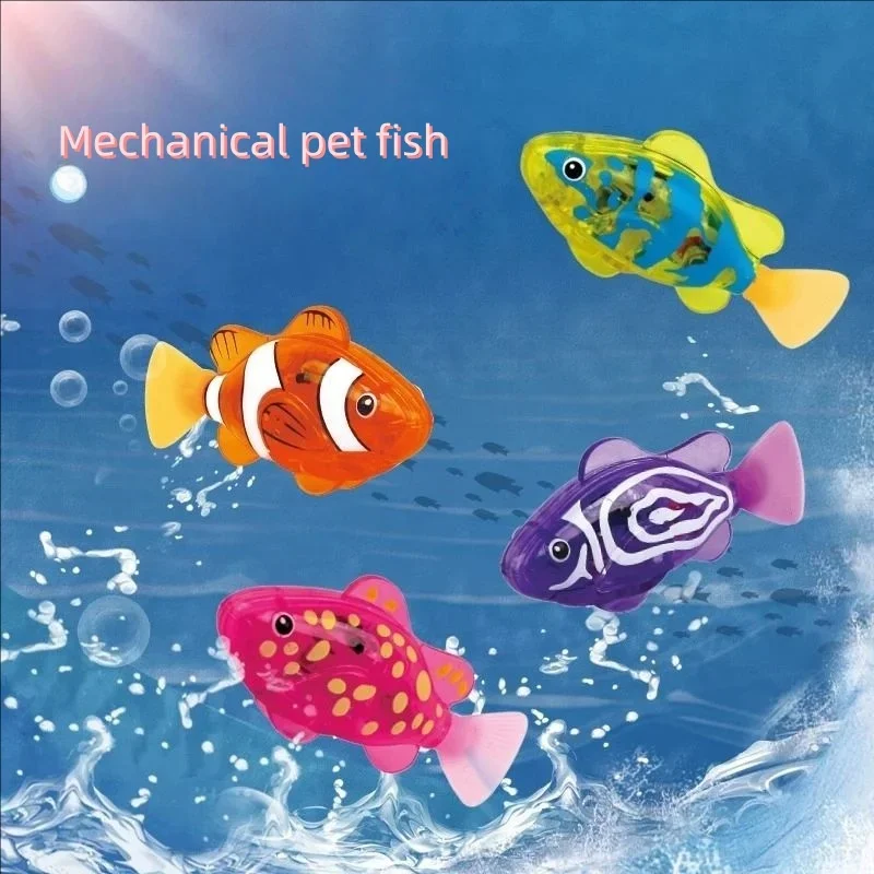 Kinder bad licht-up sensor elektrische kleine fische spielen in wasser haustier schwimmen fisch kann schwimmen realistische clownfisch spielzeug
