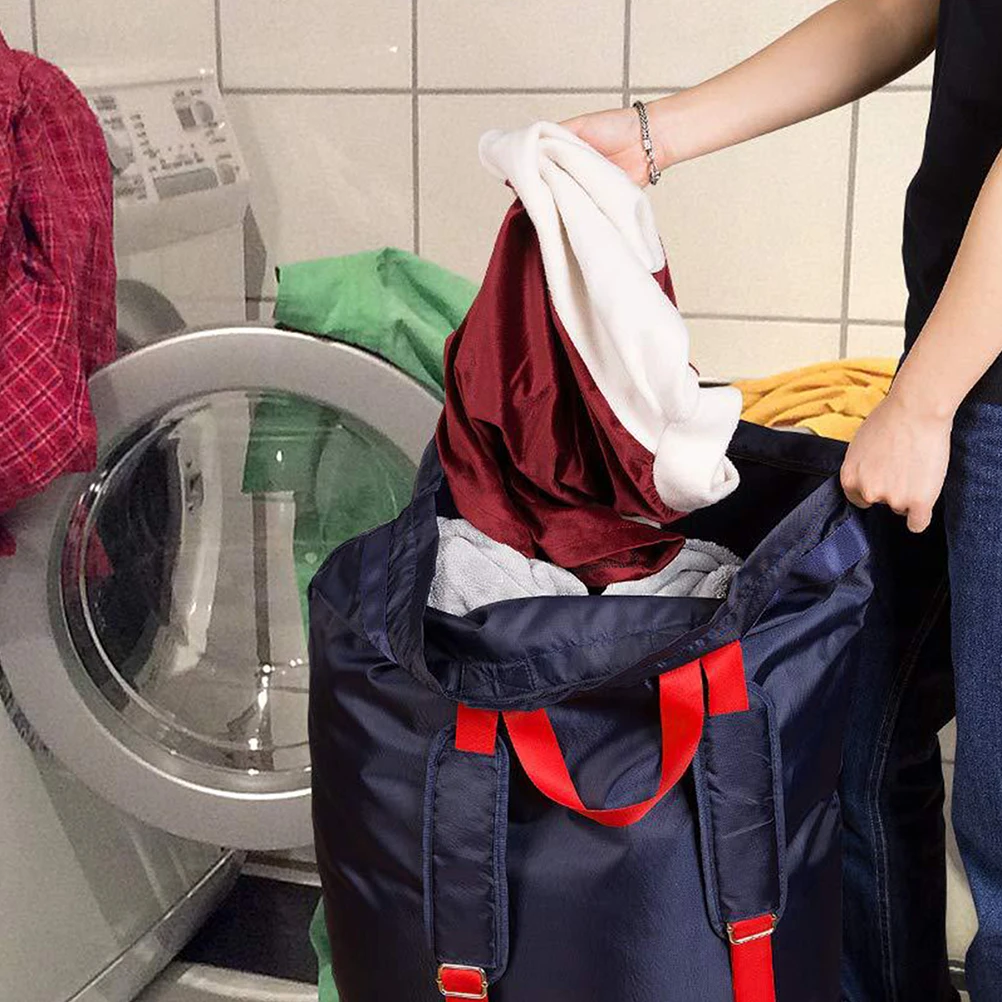 

Laundry Backpack Bag Dark Blue High-Quality Fabric Reinforced Sutures Easy Clean Dorm Apartment Storage