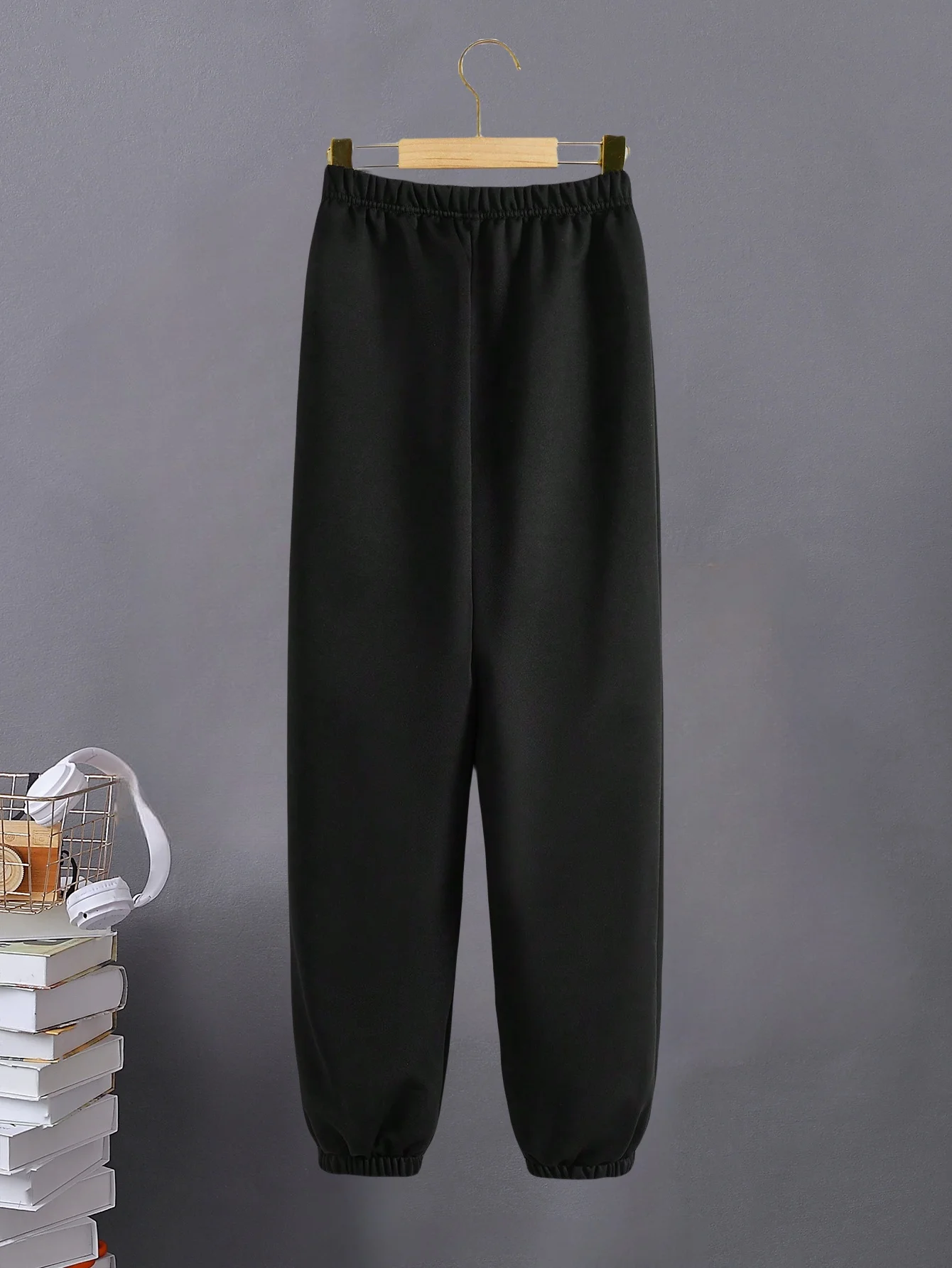 Fashionable Black Sport Pants - 'BE YOURSELF' motivational slogan, comfortable and casual style