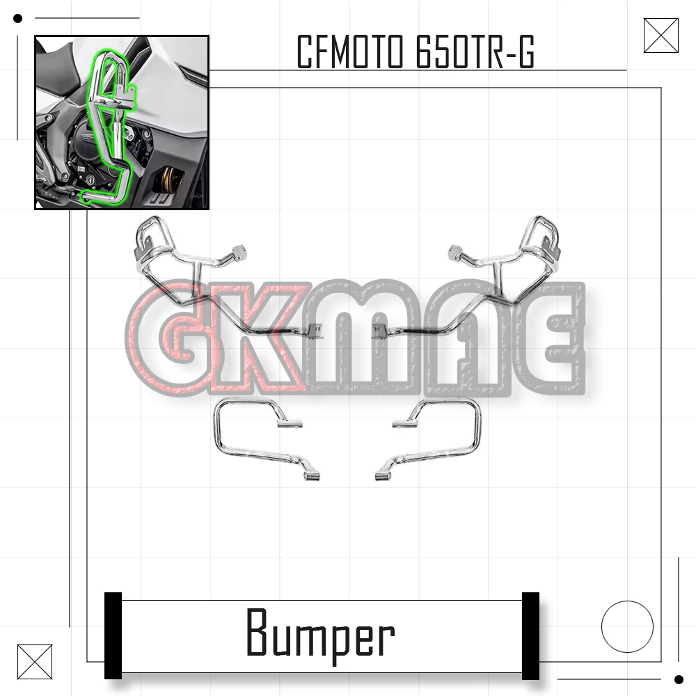 

For CFMOTO 650TR-G 650 TR Motorcycle Modified High Carbon Steel Guards Electroplated Silver Bumper Crash Bars Fit CF650-6A