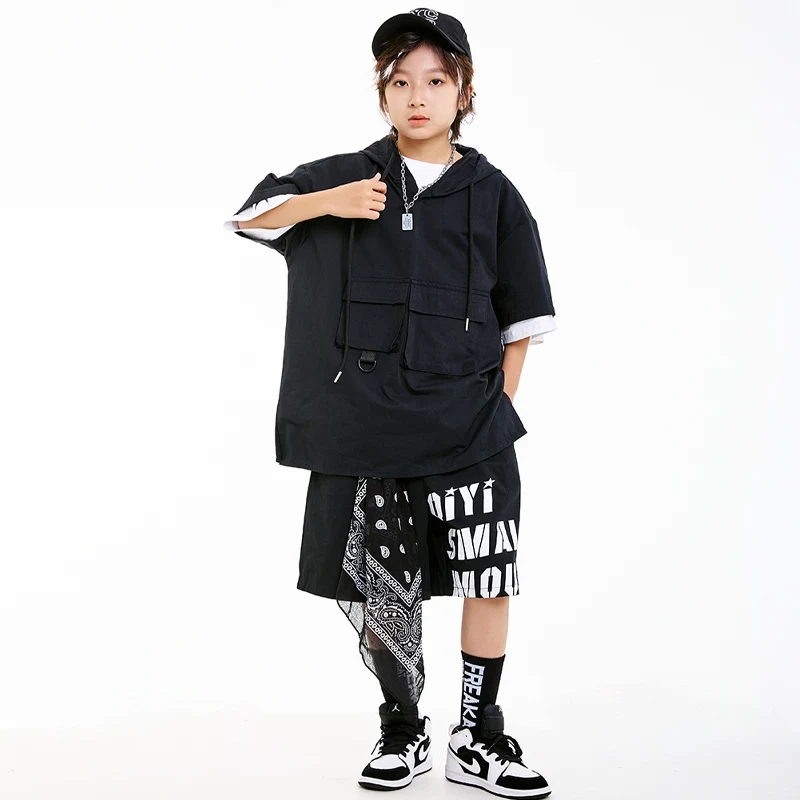 Cool Street Dance Suit Hip Hop Performance Jazz Dance Costume Ragazzi Ragazze Allentato Manica corta Abiti di scena Vestito per bambini DN20417