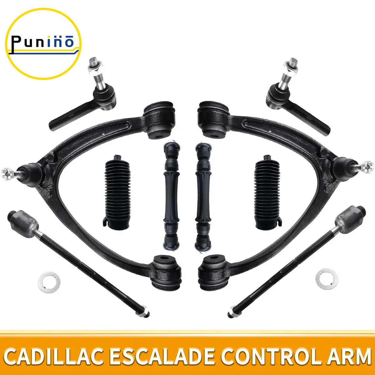 

Punino Front Upper Control Arm Stabilizer Sway Bar Link Tie Rod Boots Kits for Cadillac Escalade Chevrolet GMC 2007 - 2014