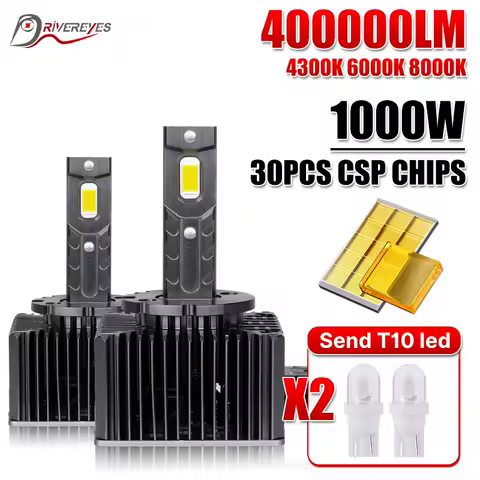 1000W D3S LED Headlight HID D1S D2S D4S D5S D8S D1R D2R D3R Turbo LED 400000LM Two-sided 30 CSP Chip 6500K 4300K 8000K Plug&amp;Play