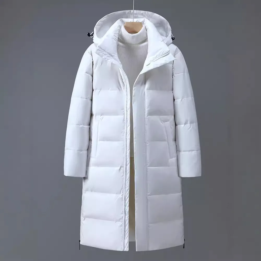 

Winter Man Down Jacket Thicken Cold-proof Windproof Hooded Male Outerwear Long Sleeve Zipper Loose Versatile Men Long Coat