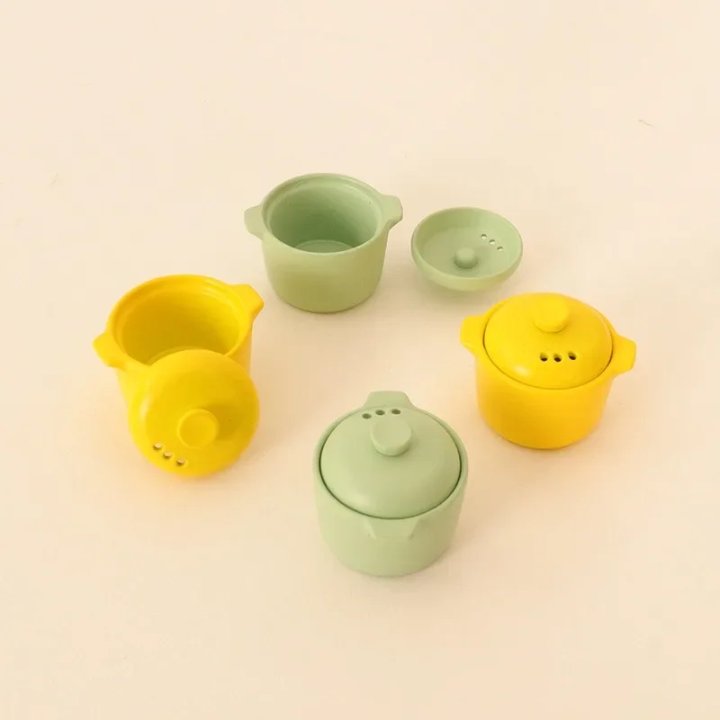 Mini Pot Skillet Green Color Dollhouse 1/12 Model DIY Miniature Kitchen Scene Food Play Small Ornaments Home Decor Decoration