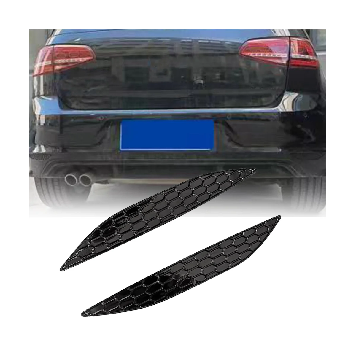 2Pcs Honeycomb Tail Rear Fog Light Cover Trim Sticker for Golf MK7 7R/ 2014-2018 Rear Bumper