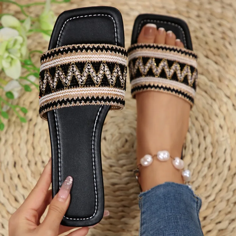 

Женские тапочки, модные классические сандалии, шлепанцы, женская уличная повседневная обувь на плоской подошве, легкие дизайнерские тапочки для женщин