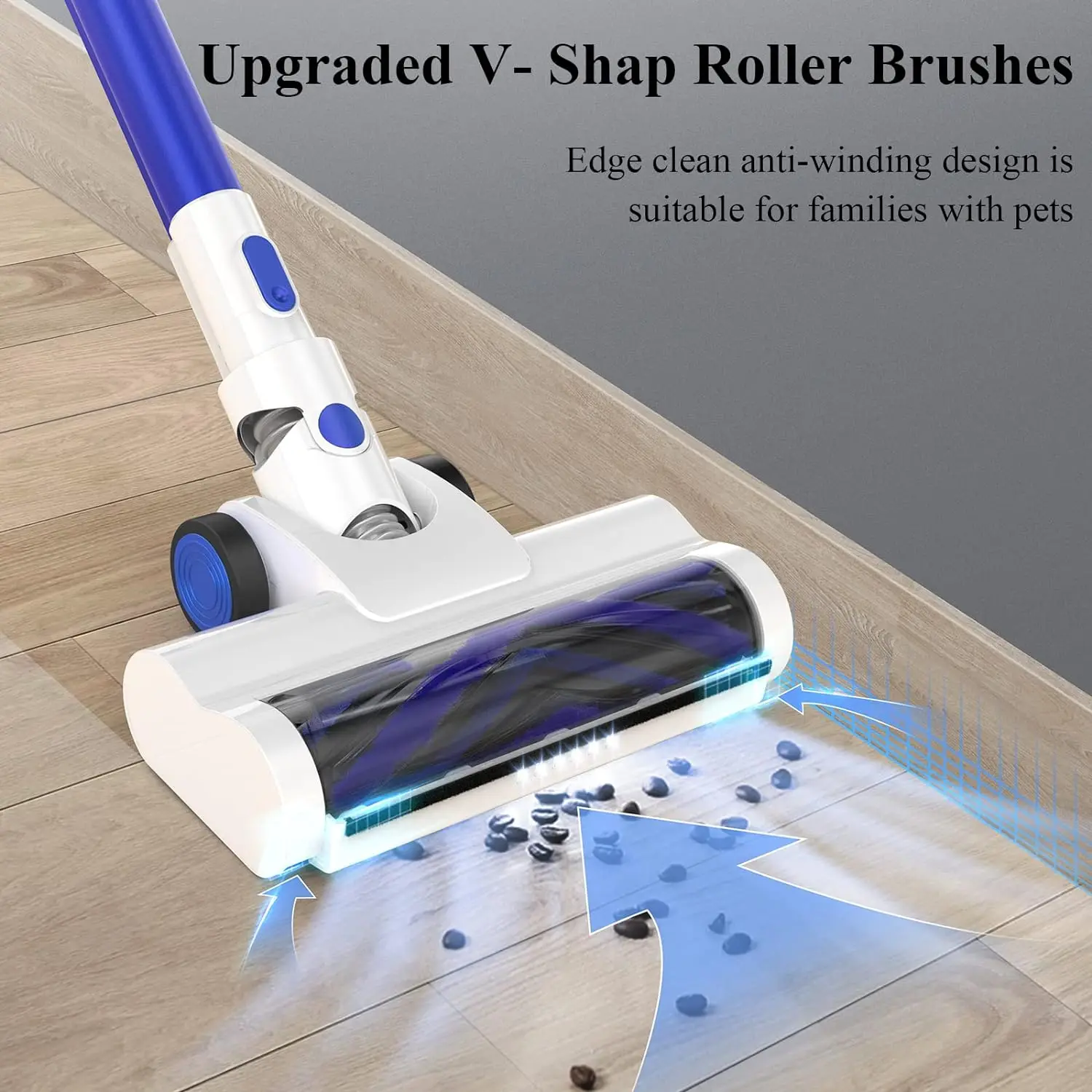 EICOBOT AR182 Cordless Vacuum Cleaner, 26Kpa Suction Power, 40 Minute Run Time, 6 LED Lights, Handheld Vacuum Cleaner