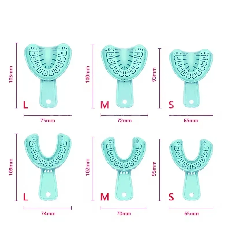 

6Pcs Plastic Dental Trays Set Full/Partial Mouth Impression Mold for Dentist S/M/L Sizes Easy Fold Implant Tools