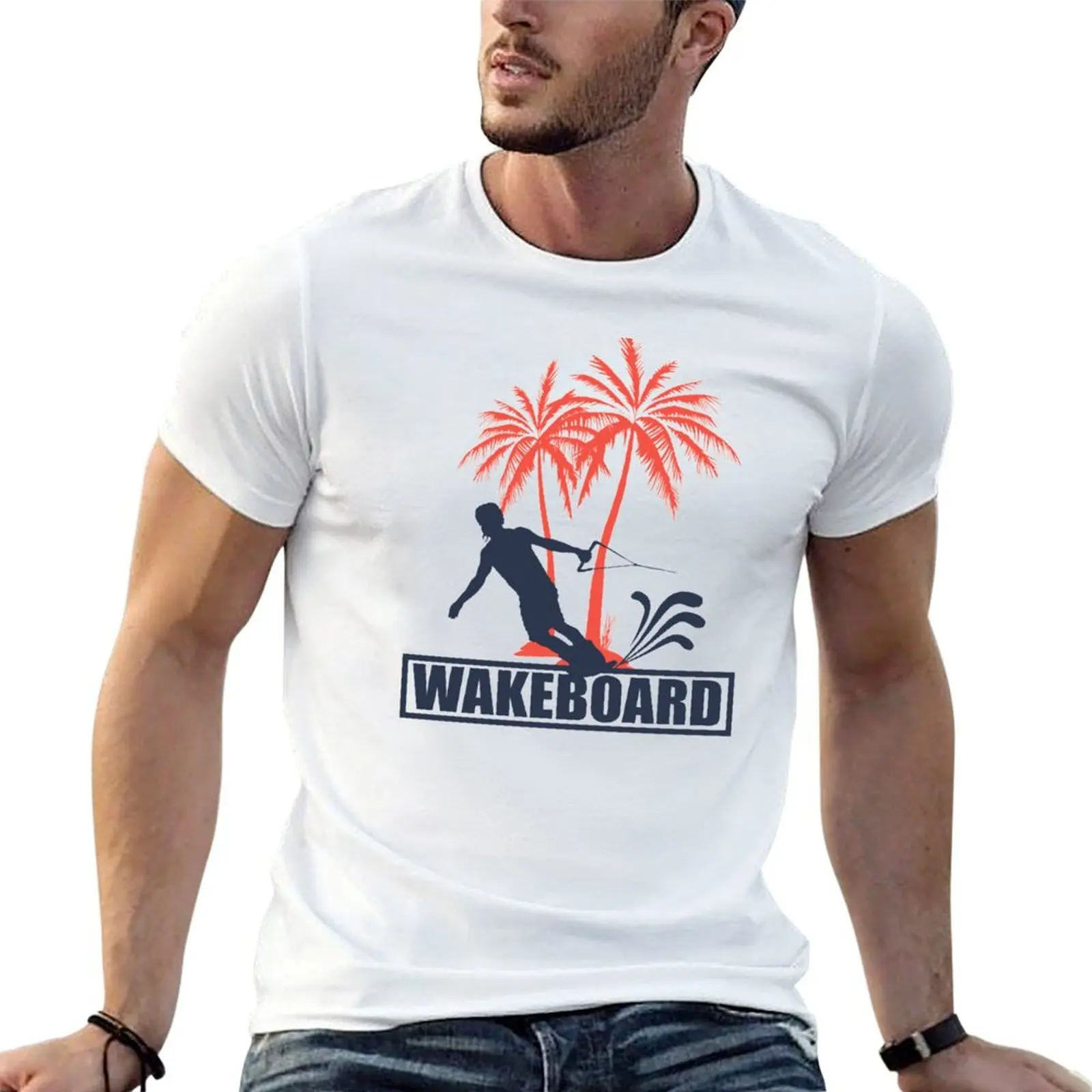 Wakeboard T-Shirt boys animal print man t shirt oversized vintage clothes mens fashion