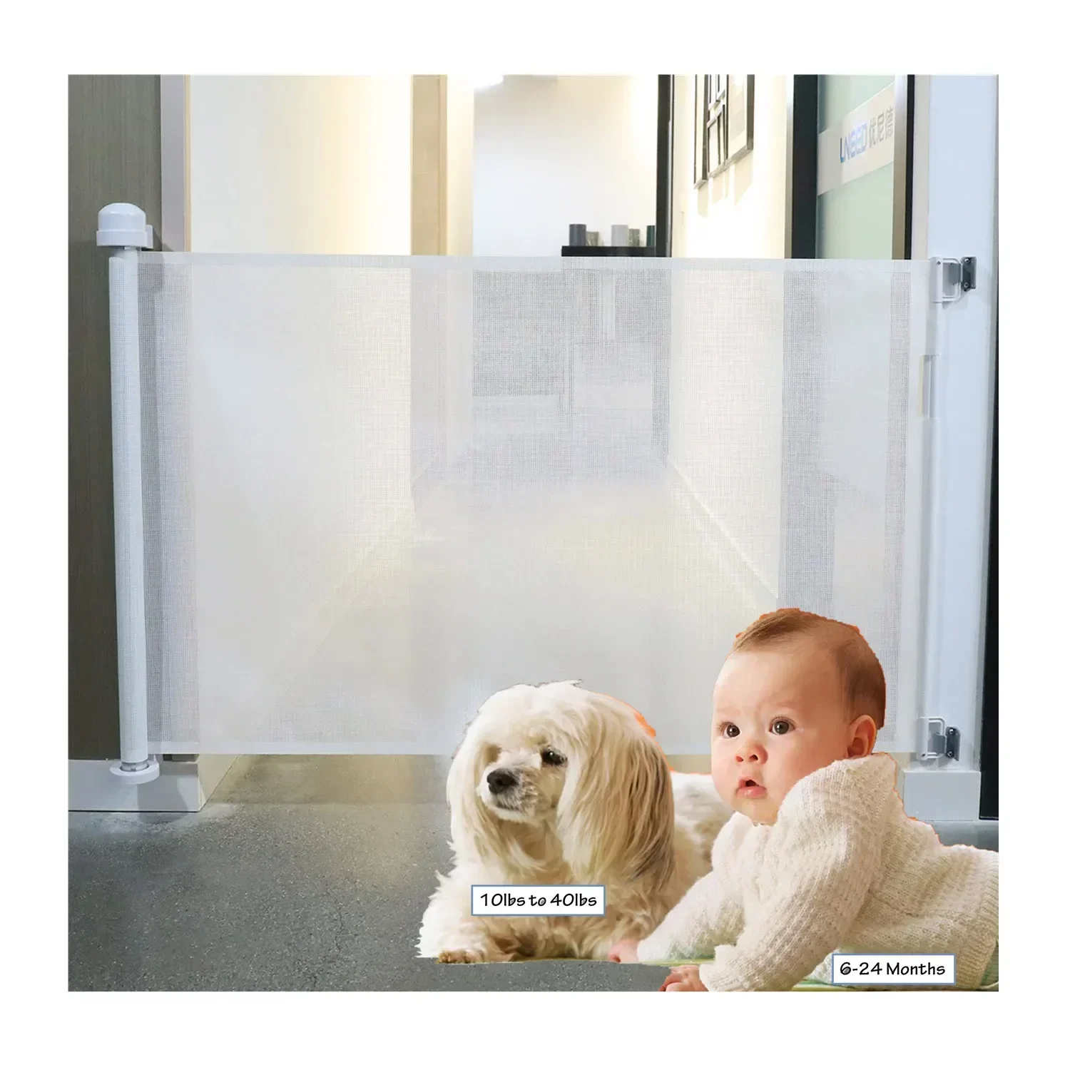 

Pet Separation Fence Posts, Retractable Folding Fence, Child Safety Gate Fence, Easy to Punch and Install