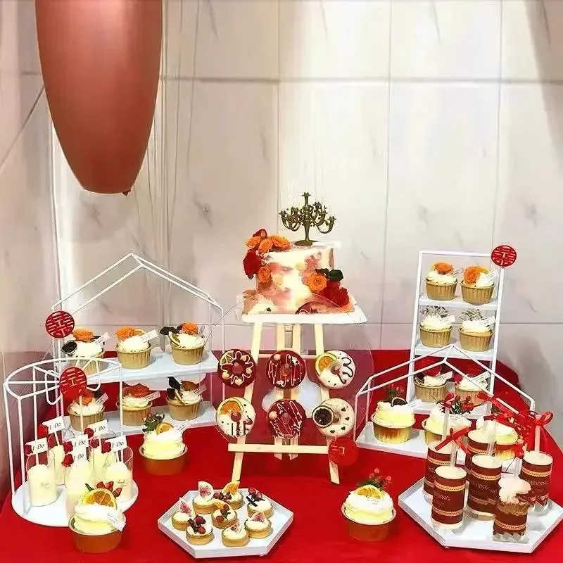 3 Tier Dessert Stand Metal Cake Tower Vintage Bird Cage Design Display Wedding Party Buffet Afternoon Tea Catering Decor Snack