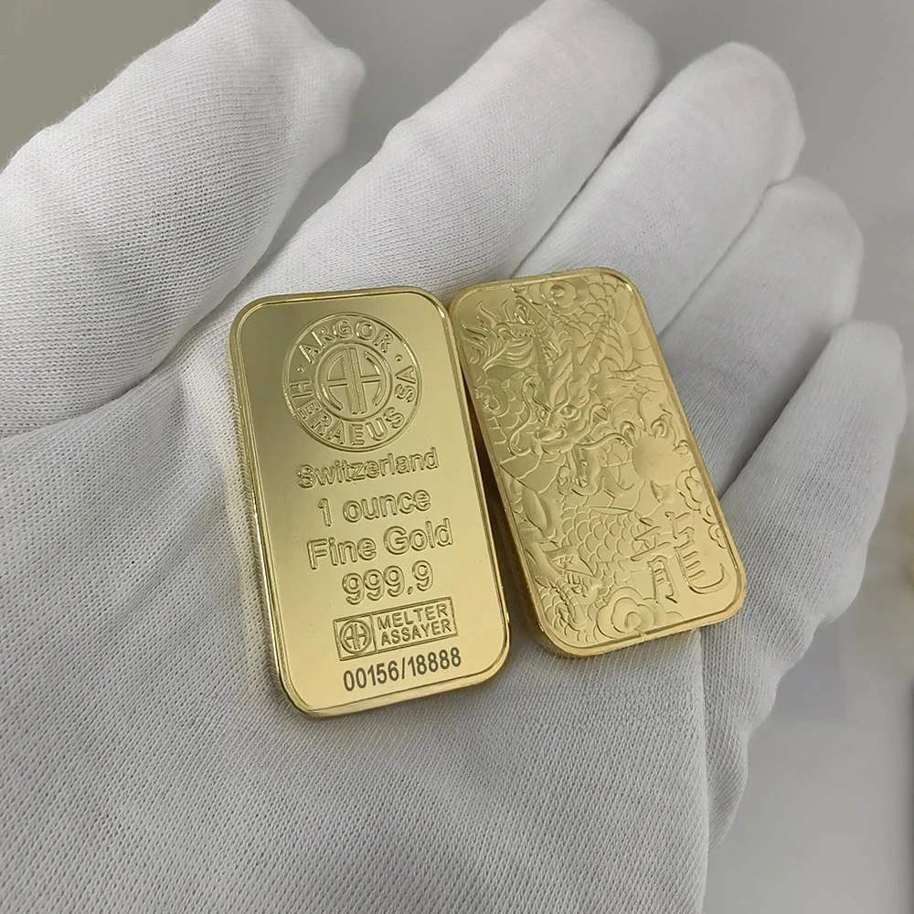 2026 Year of the Horse Dragon Snake Argor Heraeus Replica Iron Bar Gold Plated  Collectible Bar