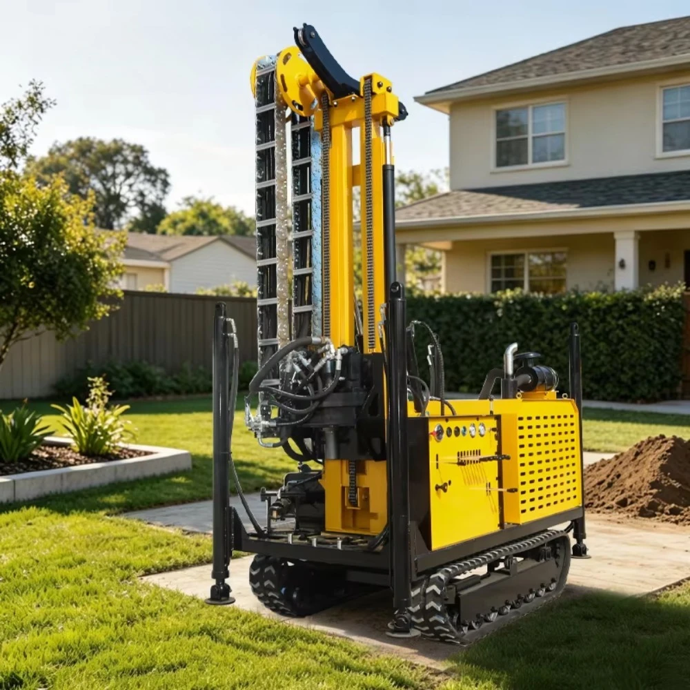 Tracked Water Well Drilling Rig Full Hydraulic Air-Water Dual Use Borehole Drilling Machine for Agricultural Rural Water Supply