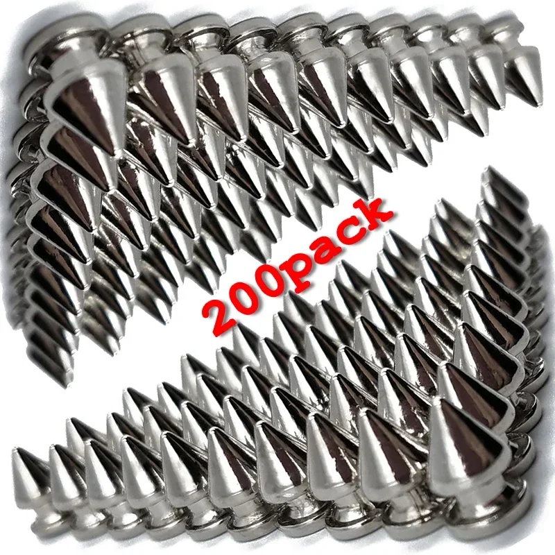 Silver Cone Spikes Metal Double Cap Rivets Studs Round Nail Rivet DIY Choker Collar Shoes Bags Clothing Accessories 10-200pcs