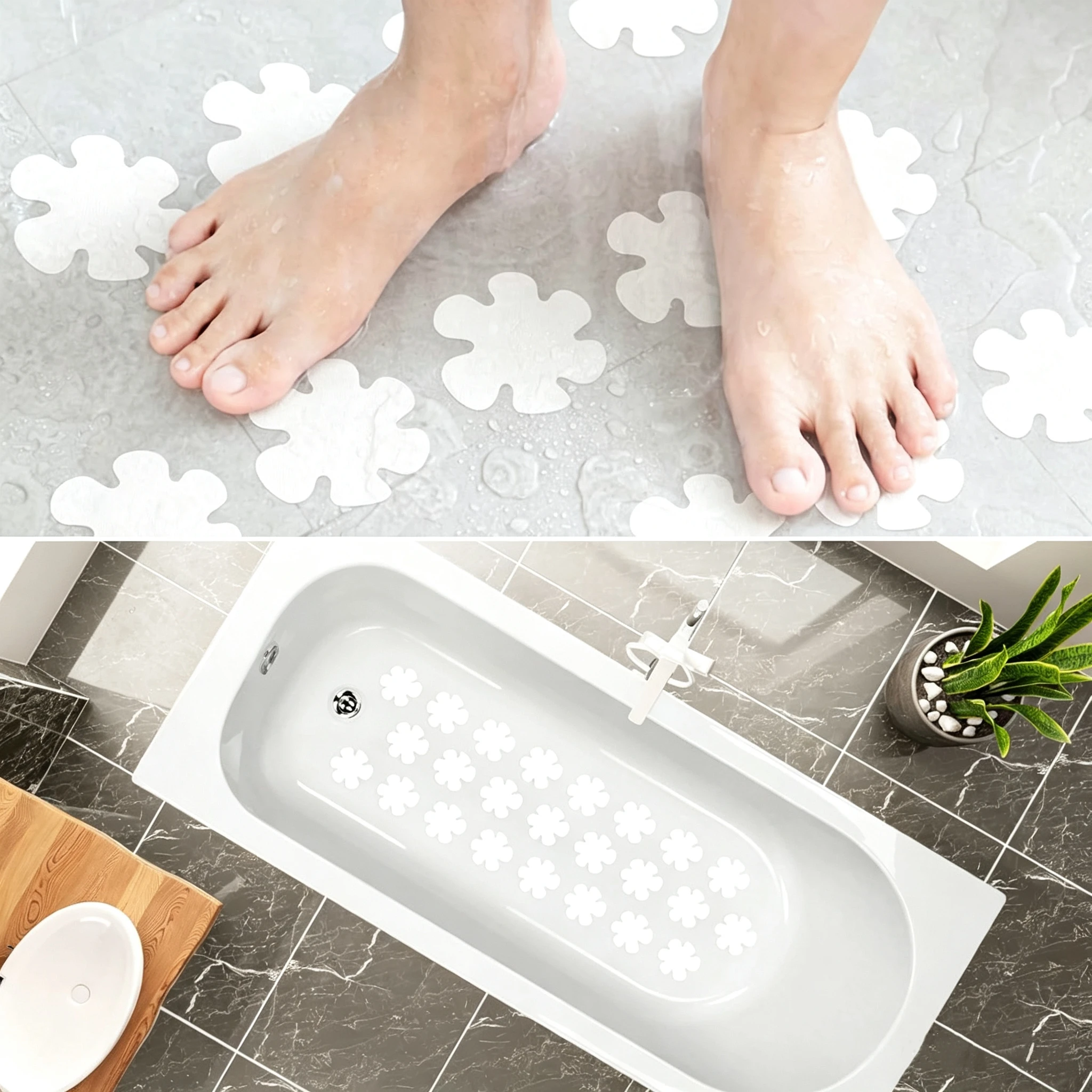 Snowflake Shaped Non-Slip Bathtub Stickers with Decals Scraper Anti Slip Safety Shower Treads Adhesive Decal for Bathroom,Stairs